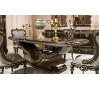 Elégant set de salle à manger de 9 pièces en bois et verre marron