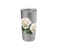 Elégant Vintage Blanc Rose Duo Couple Formes Mania Gobelet isotherme en acier inoxydable double paroi