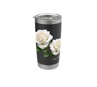 Elégant Vintage Blanc Rose Duo Couple Formes Mania Gobelet isotherme en acier inoxydable double paroi