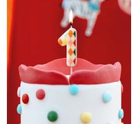 Élégante bougie d'anniversaire numéro 1 pour fête sur le thème du cirque en losange