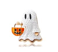 Élégante broche citrouille spectres blancs accessoire de mode pour Halloween, célébration et défilés, bijoux de fête d'Halloween