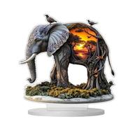 Élégante décoration de bureau éléphant en acrylique pour la maison, le bureau, le salon et la chambre à coucher, figurine d'animal élégante trois styles QHa836 (C, 20 x 20 x 1 cm)