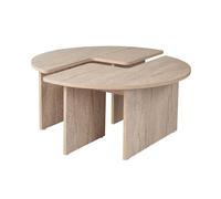Hanah Home Table basse Moira ronde Ø90 cm H41 cm effet travertin 100% mélamine