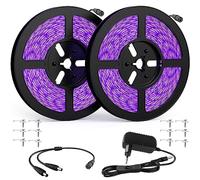 Eleganted 2pcs Ruban LED UV 5M Bande Lumière Noire, 395m-405nm 300 LEDs Ultraviolet Eclairage Ambiance pour Body Painting, Peinture Fluo Halloween, Noël