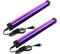 Eleganted 395nm 10W Tube LED Lumière Noire, 2pcs 48Leds Barre de Lumières UV, Lumière DJ Disco, Black Light pour Halloween Noël Soirée Body Painting Peinture Maquillage Fluo