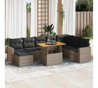 Eleganten-Stil 9-pièces salon de jardin canapé avec coussins gris poly rotin - Garniture de canapé de jardin CHY12290214