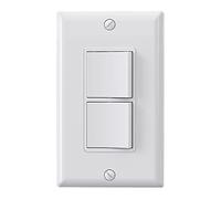 ELEGRP Decorator Interrupteur à bascule double, palette électrique unipolaire, 15 A 120 V, marche/arrêt mural, mise à la terre, plaque murale incluse, certifié UL (lot de 1, blanc brillant)