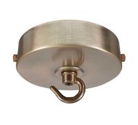 ElekTek Rosace de plafond à dessus plat de 100 mm de diamètre à patte de fixation et crochet. Idéale pour les appareils d’éclairage et chandeliers suspendus. Finis métalliques Laiton Aspect Vieilli