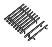 ElektraH 10pcs Poignee de Meuble Cuisine Noir en Acier Inoxydable Poignées d'armoire en T Bar Bâton Cuisine (Hole Centers:128mm)