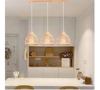 ElektraH 3Lampes Suspension Luminaire Industrielle,Lustre Plafonnier en Bambou et Bois Design Cage Spirale Rétro pour Chambre Salon