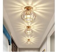 ElektraH 3pcs Moderne Plafonnier en Cristal,20cm Lustre Industriel Abat-jour Design Semi-encastré E27 Mini Lampe Plafond Rétro,Or