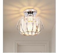 ElektraH Plafonnier en Cristal Moderne,20cm Lustre Industriel Abat-jour Design Semi-encastré E27 Mini Lampe Plafond Rétro,Argent