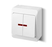 ELEKTRO-PLAST HERMES Double interrupteur de contrôle IP44 Étanche Extérieur Blanc