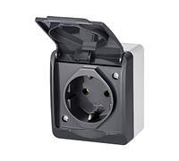 ELEKTRO-PLAST HERMES Prise simple en saillie IP44 Protection contre l'eau Extérieur Anthracite Gris