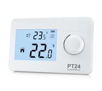 Elektrobock PT24 Thermostat ambiant avec affichage LCD | Thermostat mural adapté à tous les types de chaudières | Fonctionne sur piles (2X AAA) | Aucune programmation nécessaire | Protection contre le