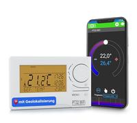 ELEKTROBOCK PT32 WiFi - Thermostat d'ambiance numérique avec géolocalisation - Thermostat Mural programmable Intelligent avec Application ou Manuel - 9 programmes hebdomadaires - Blanc
