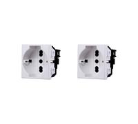 Elektronova Prise Schuko 2P+T 10/16A 230V compatible Bticino Matix de couleur blanche - Lot de 2