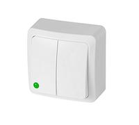 ELEKTROPLAST 1 interrupteur IP44 - Prise murale pour pièces humides Schuko Hermes ANTRA (double interrupteur 0332-07) x, blanc, L x P x H : 62 mm x 42