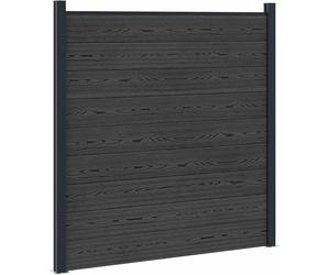 Élément de clôture WPC et aluminium, noir, pour jardin, brise-vue, panneau de clôture avec cadre métallique robuste, 180x186 cm, résistant aux intempéries, montage facile, idéal pour terrasse, balcon,
