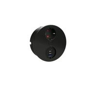 Duplex E double USB C, élément de prise, rond, avec prise de courant de sécurité, noir mat