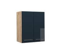 Elément haut de cuisine Fame-Line, 60cm, Bleu foncé brillant/Chêne de force doré, Vicco 48879