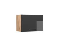 Elément haut de cuisine Fame-Line, 60cm Plat, Anthracite Haute brillance/Chêne de force doré, Vicco 38389
