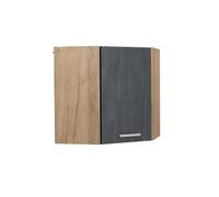Elément haut de cuisine R-Line, 57cm, Béton noir/Chêne de force doré, Vicco 47540