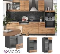 Élément haut vitré Meuble de cuisine Fame-Line 40 cm anthracite chêne Vicco