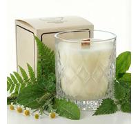 ELEMENT-TERRE - Bougie Parfumée en Verre Texturé, Grand Format, Design Vintage avec Mèche en Bois (HERBES SAUVAGES)