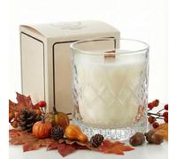 ELEMENT-TERRE - Bougie Parfumée en Verre Texturé, Grand Format, Design Vintage avec Mèche en Bois (PERLE D'AMBRE)