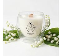 Element-Terre Bougie Parfumée, Verre Double Paroi, Mèche en Bois, MUGUET PORTE-BONHEUR, Parfums France