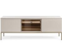 Élément TV moderne avec façade cannelée, 154×56×39 cm, cachemire / or
