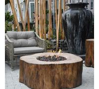 ELEMENTI Cheminée de gaz Manchester Ensemble de sièges (cheminée + 4 poufs) Red Wood