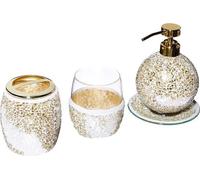 Éléments de salle de bain élégants - Mosaïque de verre craquelé - Jaune doré - 4 pièces