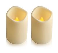 Eleoption, Bougies LED d'extérieur sans flamme, avec minuterie de 6 heures Intégrée, bouton Automatique on/off, Lumière vacillante, Batterie électrique rechargeable 2 PCS
