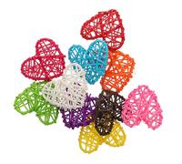 ELEOUTI 10 Pièces Ornement Suspendu en Rotin Tressé Petit Coeur, Décoration Creuse Romantique pour Fêtes à Thème, Mise en Page Décorative Couleur Aléatoire