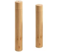 ELEOUTI 2 Pièces Porte-Brosse à Dents en Bambou Léger et Ventilé, Tube Naturel Portable pour Voyage et Dortoir, Rangement Pratique pour Adultes