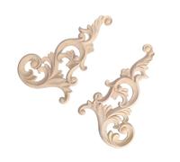 ELEOUTI Applique en Bois Sculpté Beige 2pcs pour Décoration Meuble la Cuisine Classique Délicate, Incrustation Sculptée pour Portes et Fenêtres