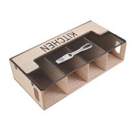 ELEOUTI Boîte de Rangement en Bois pour Organiser et Stocker Grosse Capacité Compartiments Multiples et Design Rustique Couverts Plan de Travail Cuisine