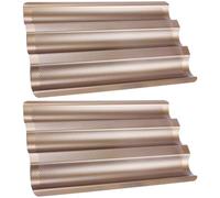 ELEOUTI Design Perforé à 3 Moules Acier Carbone Lot de 2 Anti-adhésifs Pâtisserie Cuisson de Baguettes
