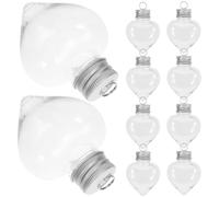 ELEOUTI Lot de 10 Bouteilles en Plastique Transparent de Cœur, Bien Conçues pour Décoration Sapin de Noël et Rangement Bonbons, Lait ou Jus