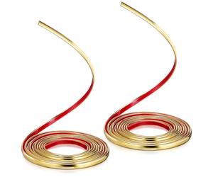 ELEOUTI Moulure Murale Décorative Adhésive Flexible Pvc 8mm X 3 Mètres, 2 Rouleaux Doré Brillant, Bande Autocollante pour Cadre Miroir, la Cuisine et Salon, Finition Décorative Facile