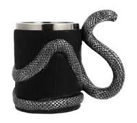 ELEOUTI Tasse à Boire Surface Lisse Intérieur en Acier Inoxydable et 600ml Extérieur en Résine Noire Prise Confortable, Maison Bureau