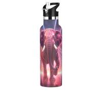 ÉLéPhant De LumièRe Fantaisie Bouteille d'eau pour Enfants en Acier Inoxydable,Gobelet Isotherme Sous Vide pour Filles Garçons