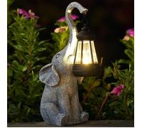 Elephant Decoration Statue Jardin Exterieur avec Lampe Solaire Figurine-Salon Elefante Décoration Cadeau pour Decor