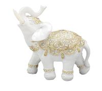 Éléphant Statue Résine blanche mignon Lucky Elephant Sculpture pour l'entrée Bibliothèque Bureau d'ordinateur Décoration Home Decoration Premium Material Exquis Design idéal (L 3,2 cm / 1,3 pouces)
