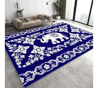 éléphant Tapis 50 x 80 cm Bohême Fleurs Antidérapant Lavable Tapis de Sol Doux Facile d’Entretien Petit Rug de Chevet pour Chambre Entrée Q-245