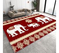 éléphant Tapis 50 x 80 cm Fleurs Antidérapant Lavable Tapis de Sol Doux Facile d’Entretien Petit Rug de Chevet pour Chambre Entrée Q-371