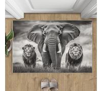Elephant Teppich Teppich 60 x 90 cm Petit Teppiche Lavable en Forme de Lion pour Chambre à Coucher, Tapis antidérapant pour Salon, entrée, Couloir, décoration d'intérieur