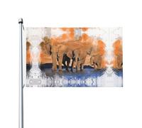Elephants Art Drapeau de jardin double face, 91,4 x 152,4 cm, adapté pour les porches, balcons, pelouses, suspension intérieure et extérieure, résistant à la décoloration, mât non inclus.